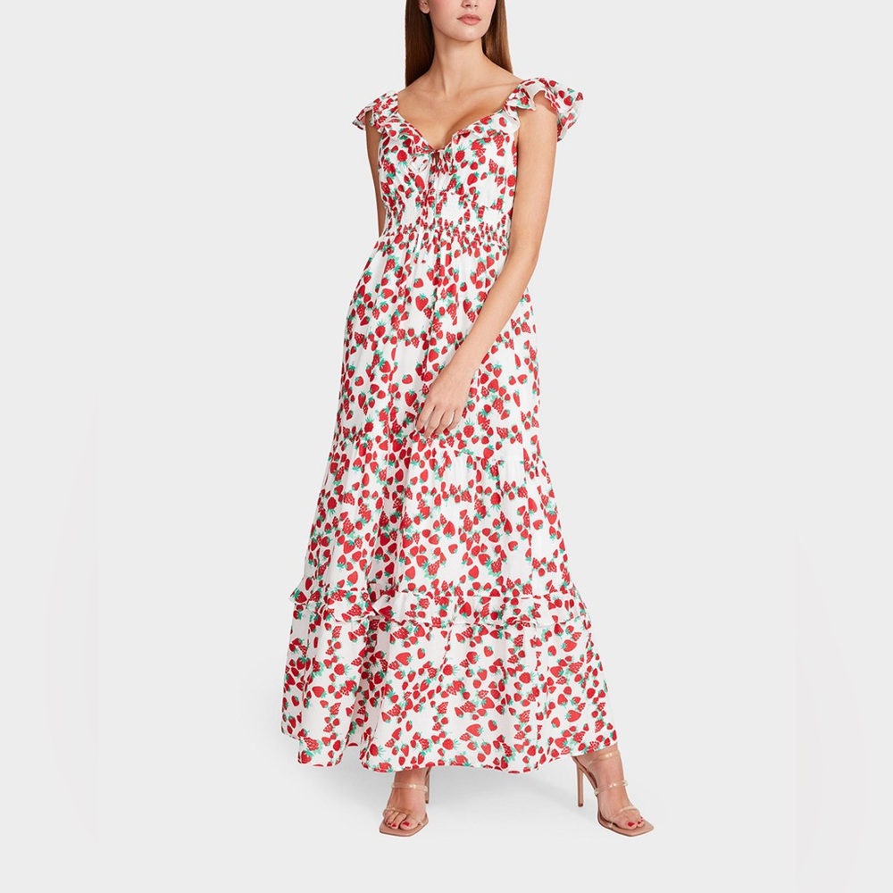 NWT Betsey Johnson strawberry print maxi dress